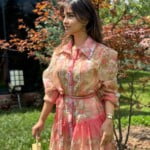 RENKLİ TÜL KEMERLİ ELBİSE - PEMBE - Görsel 5