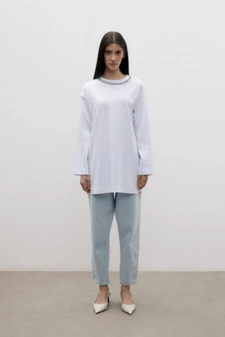 Merwishop Yaka Taş Thısırt - Beyaz