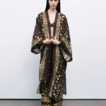 Nocturne Dökümlü Desenli Kimono