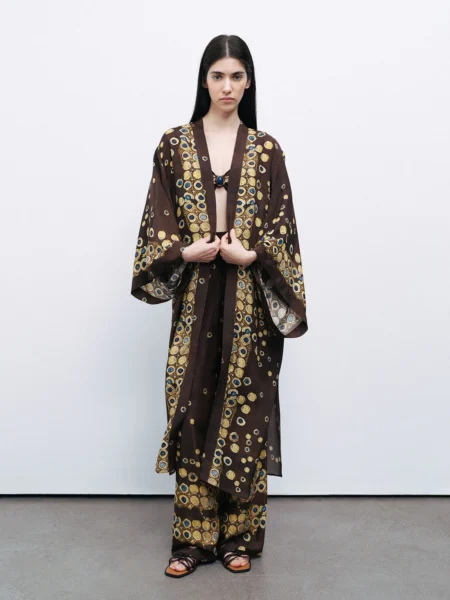 Nocturne Dökümlü Desenli Kimono