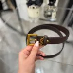 Y Kalın Kemer - Kahverengi, Gold - Görsel 5