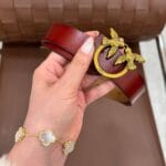 P İnce Kemer - Gold,Bordo - Görsel 3