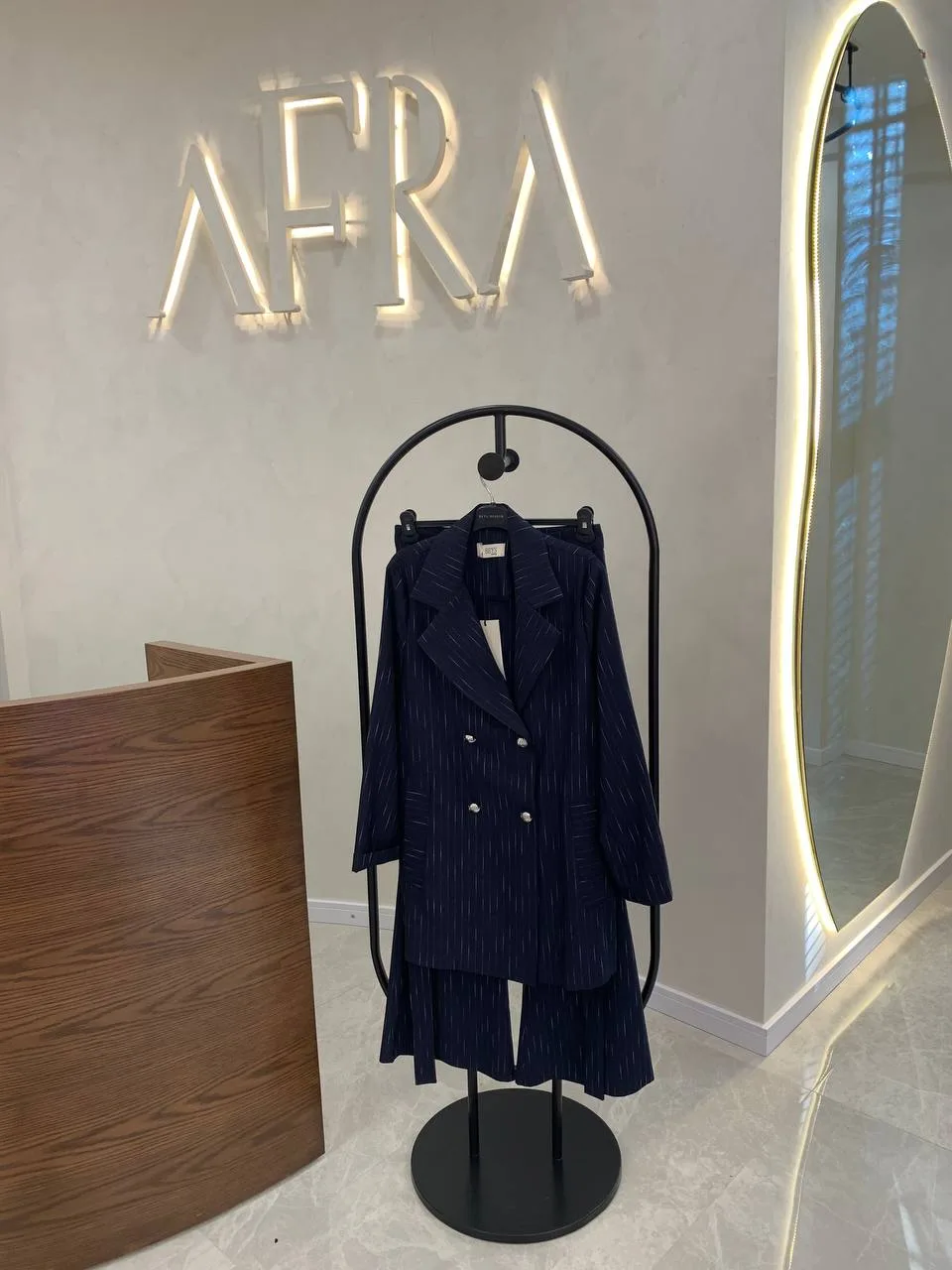 Beys Çizgili Blazer Takım - Lacivert