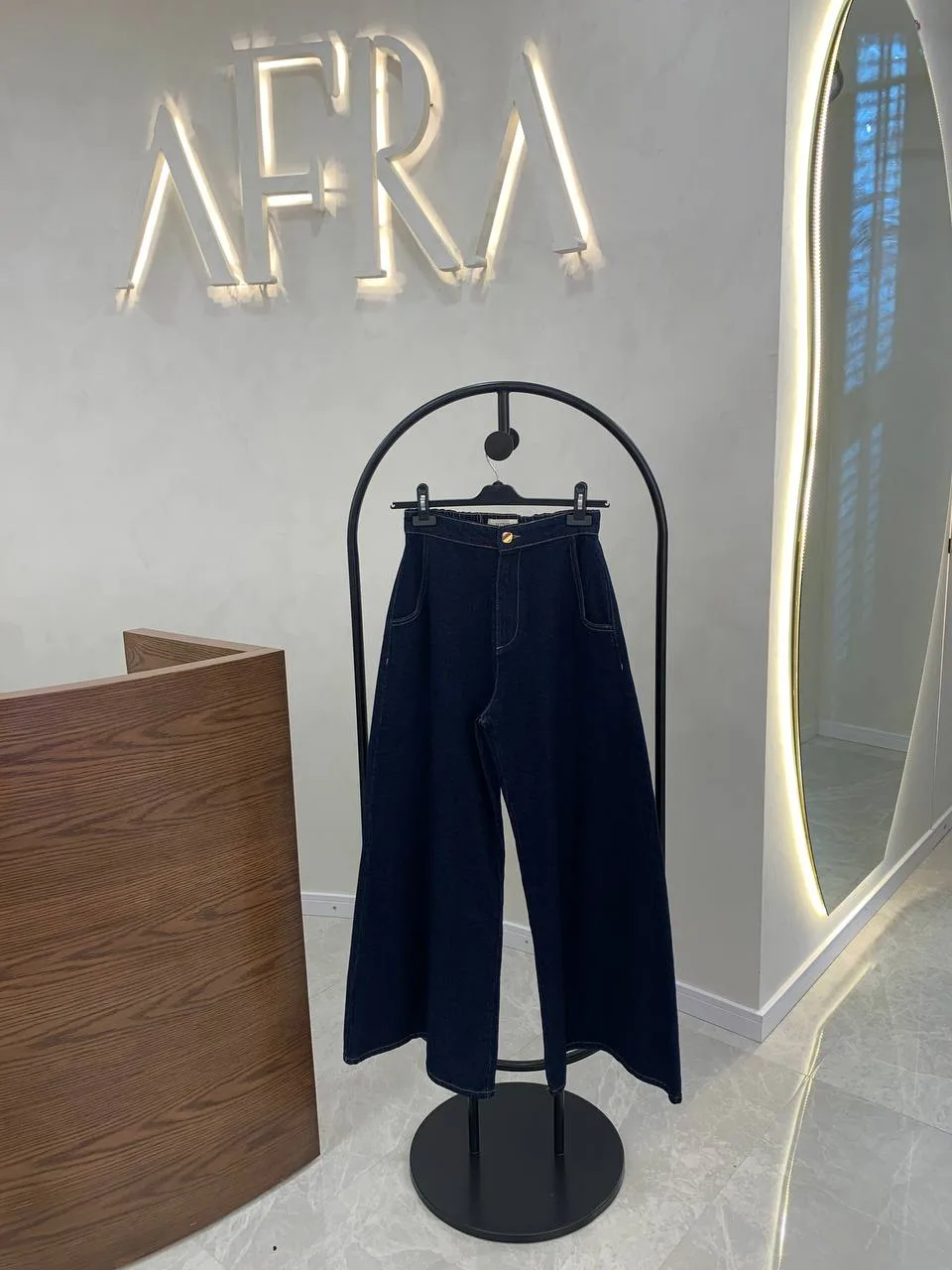 Beys Bol Paça Denim Pantolon - Lacivert