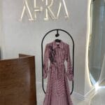 Beys Enine Çizgili Çiçek Detaylı Elbise - Kırmızı