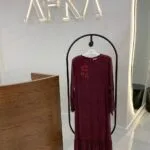 Yakası Çiçek Desenli Elbise - Bordo