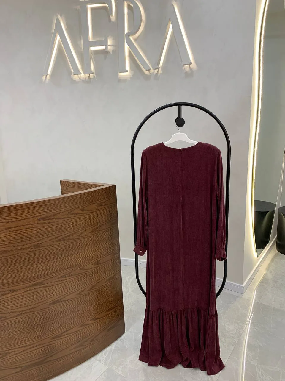 Yakası Çiçek Desenli Elbise - Bordo - Görsel 2