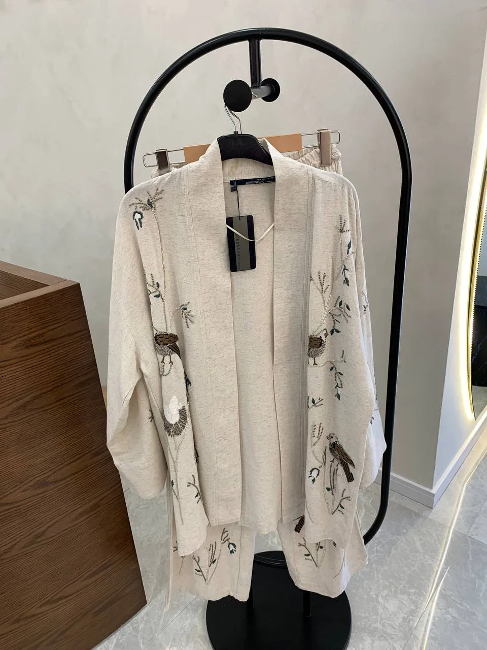 Kuş Desenli Pantolonlu Takım - Beyaz - Görsel 3