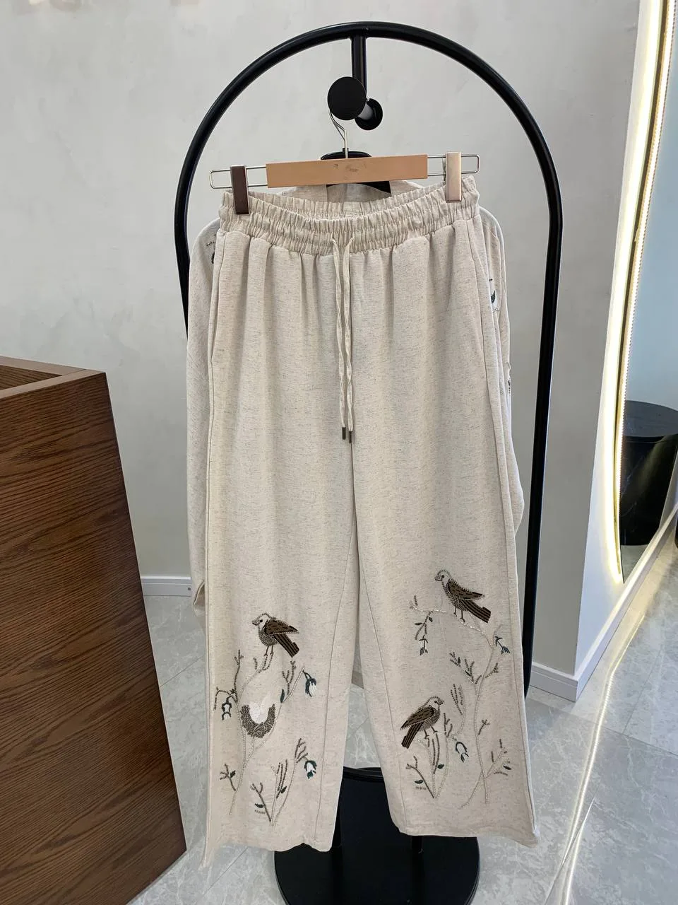 Kuş Desenli Pantolonlu Takım - Beyaz - Görsel 4