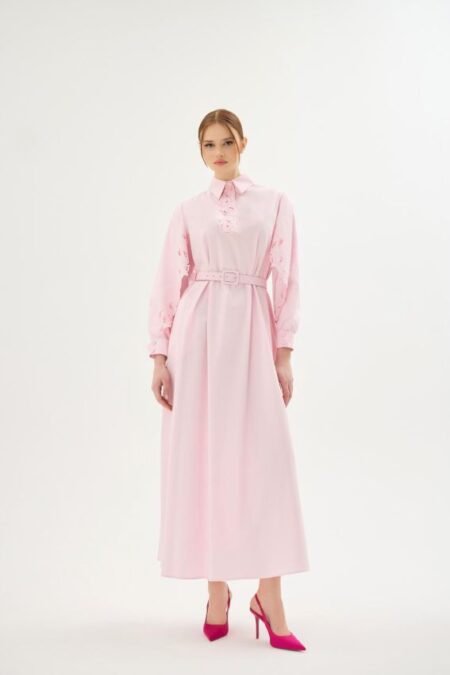 Senna Misty Rose Elbise - Pudra