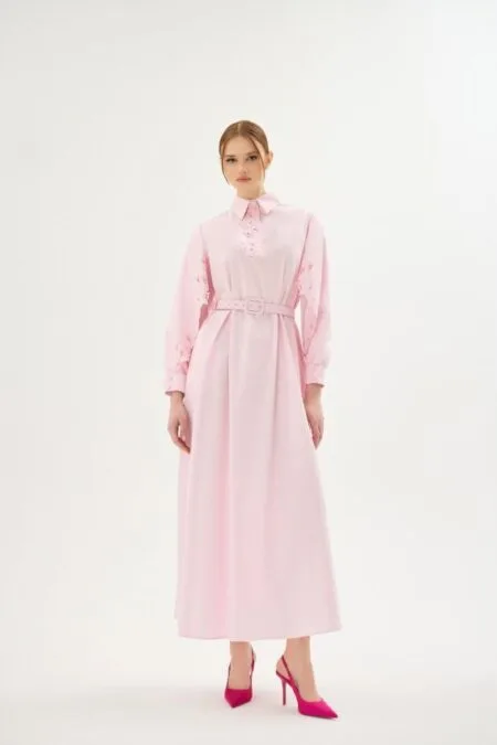 Senna Misty Rose Elbise - Pudra