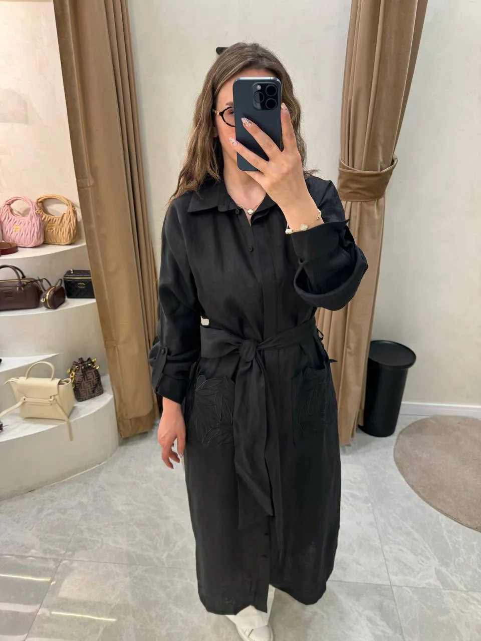 My8 Design Çiçek Detaylı Elbise - Siyah - Görsel 5