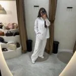Si Design Boncuk Detaylı Takım - Beyaz