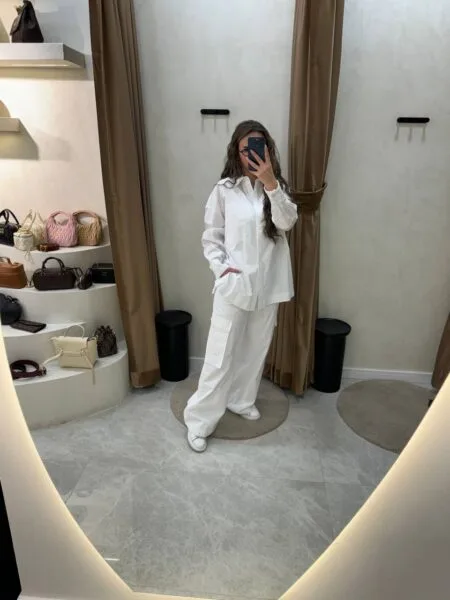 Si Design Boncuk Detaylı Takım - Beyaz