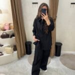 Si Design Boncuk Detaylı Takım - Siyah