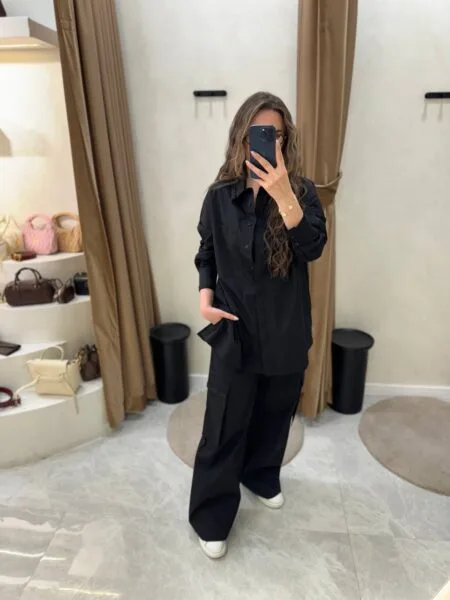 Si Design Boncuk Detaylı Takım - Siyah