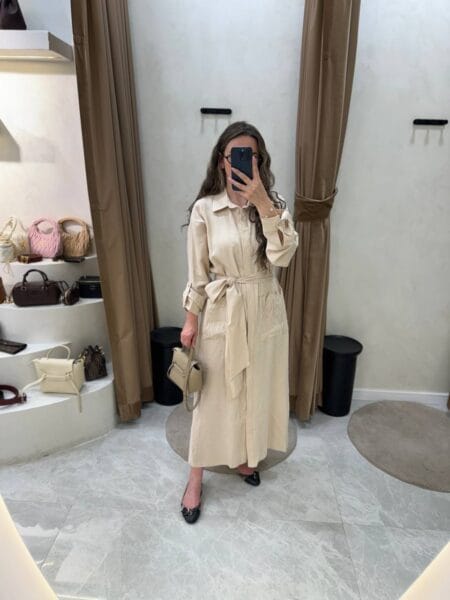 My8 Design Çiçek Detaylı Elbise - Bej