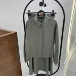 My8 Design Yakası Çiçek Detaylı Etekli Takım - Yeşil - Görsel 2