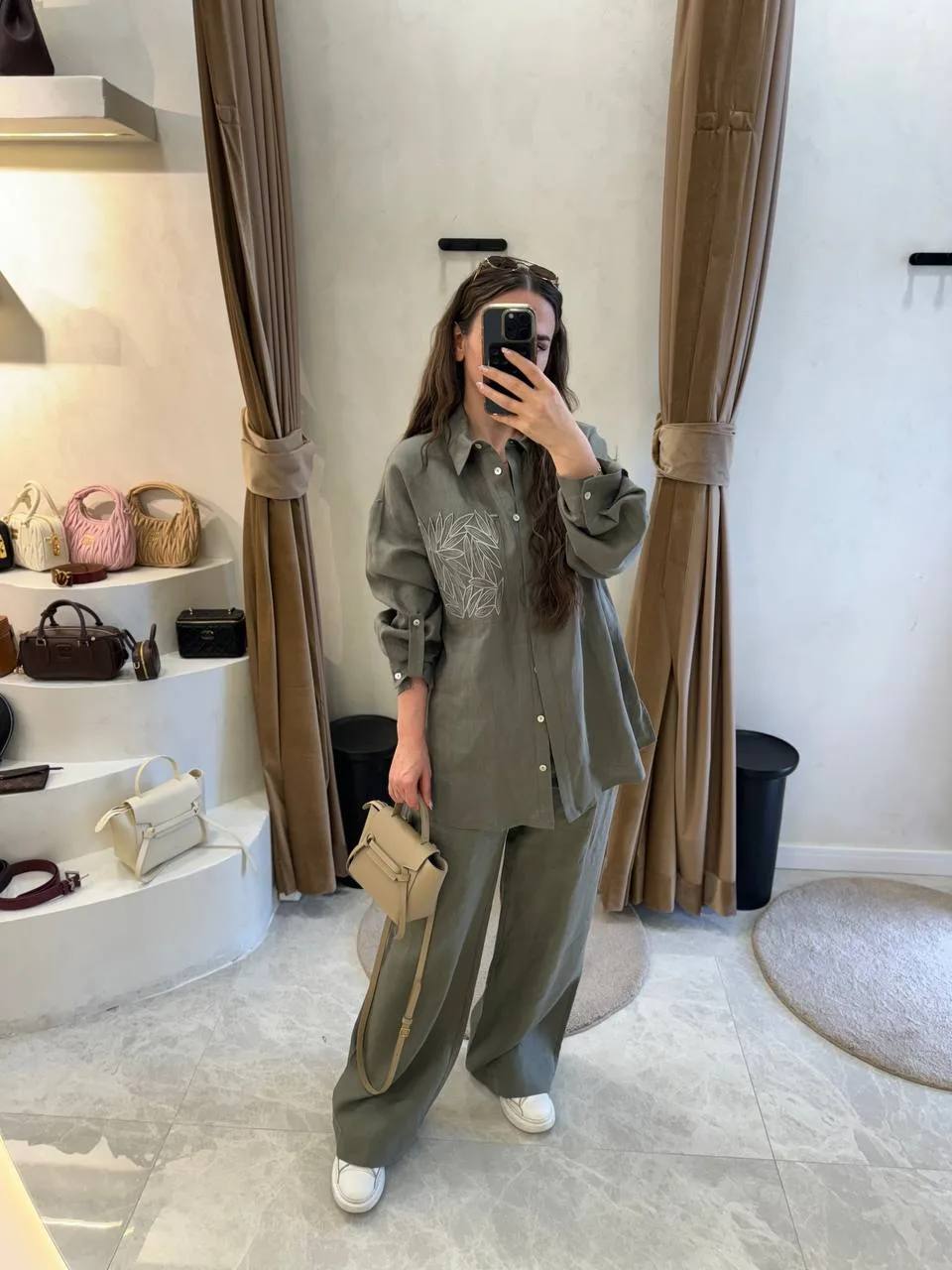 My8 Design Çiçek Detaylı Takım - Yeşil