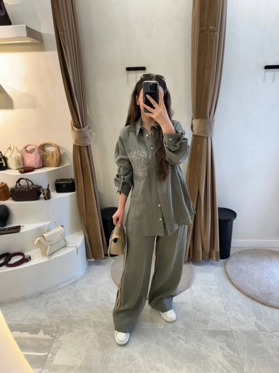 My8 Design Çiçek Detaylı Takım - Yeşil - Görsel 4
