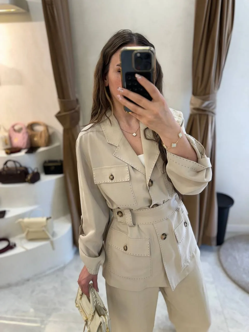 My8 Design Dikiş Detaylı Takım - Bej - Görsel 2