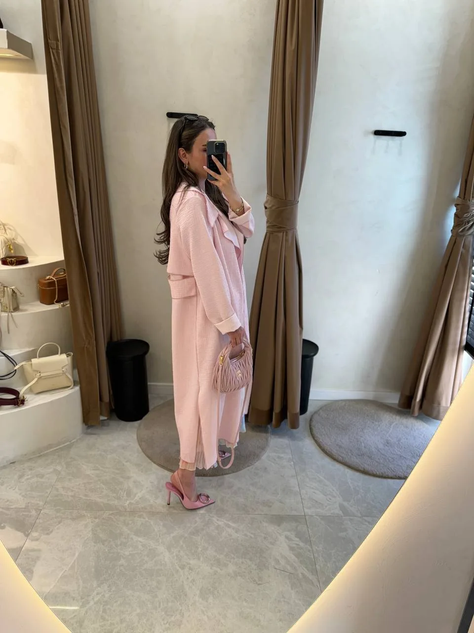 Noi Arkası Kemerli Ceket - Pembe - Görsel 2